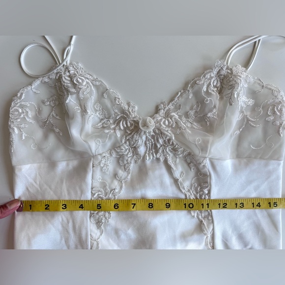 Vintage 90s LA Intimates Belle White Strappy Lace Lingerie Slip Dress Size Small - Picture 8 of 9